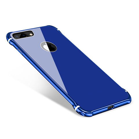 Custodia Lusso Alluminio Laterale Specchio Cover M01 per Apple iPhone 8 Plus Blu