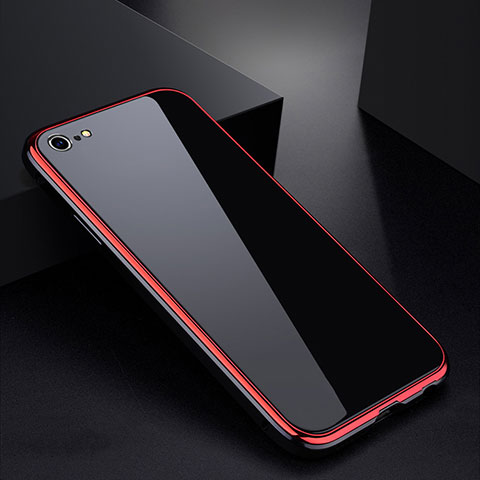 Custodia Lusso Alluminio Laterale Specchio Cover per Apple iPhone 6 Rosso e Nero