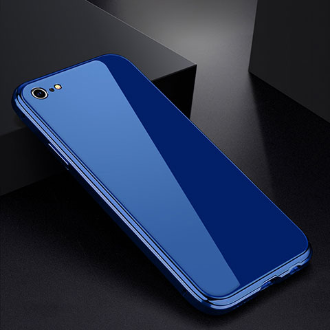 Custodia Lusso Alluminio Laterale Specchio Cover per Apple iPhone 6S Plus Blu