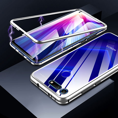 Custodia Lusso Alluminio Laterale Specchio Cover per Huawei Honor V20 Argento