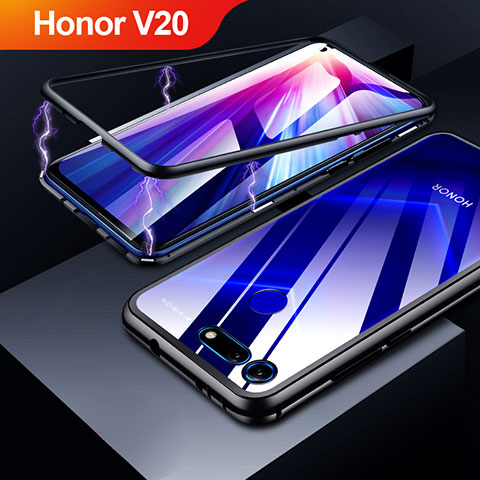Custodia Lusso Alluminio Laterale Specchio Cover per Huawei Honor V20 Nero