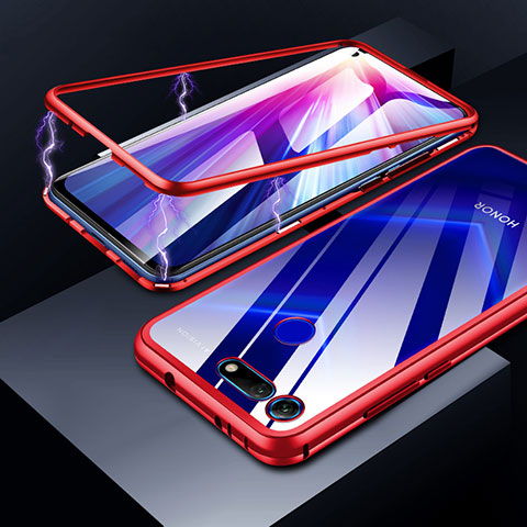 Custodia Lusso Alluminio Laterale Specchio Cover per Huawei Honor V20 Rosso