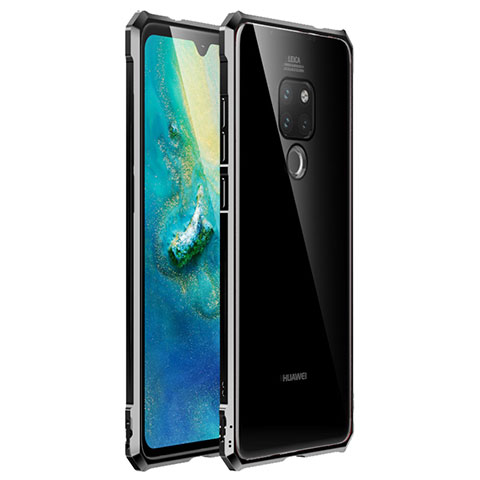 Custodia Lusso Alluminio Laterale Specchio Cover per Huawei Mate 20 Nero