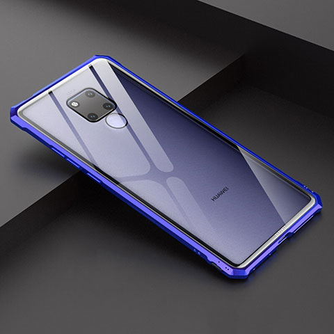 Custodia Lusso Alluminio Laterale Specchio Cover per Huawei Mate 20 X 5G Blu