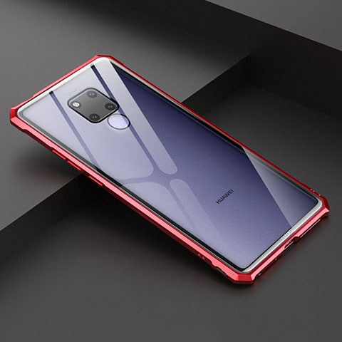 Custodia Lusso Alluminio Laterale Specchio Cover per Huawei Mate 20 X 5G Rosso