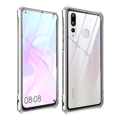 Custodia Lusso Alluminio Laterale Specchio Cover per Huawei Nova 4 Argento