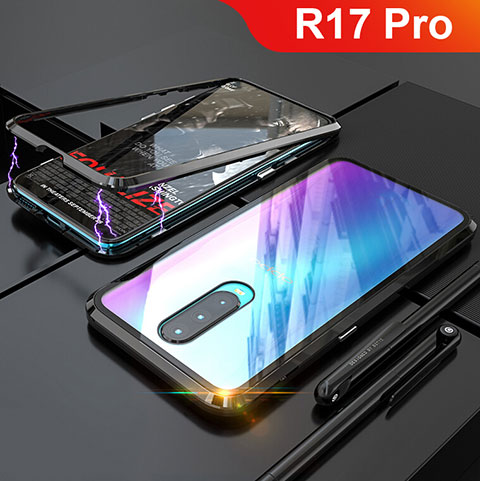 Custodia Lusso Alluminio Laterale Specchio Cover per Oppo R17 Pro Nero