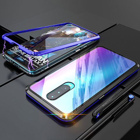 Custodia Lusso Alluminio Laterale Specchio Cover per Oppo RX17 Pro Blu