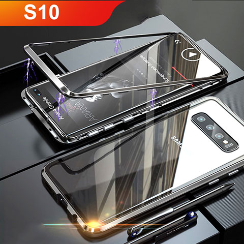Custodia Lusso Alluminio Laterale Specchio Cover per Samsung Galaxy S10 Nero