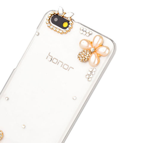 Custodia Lusso Diamante Strass Gioielli Fiori per Huawei Honor 4X Bianco