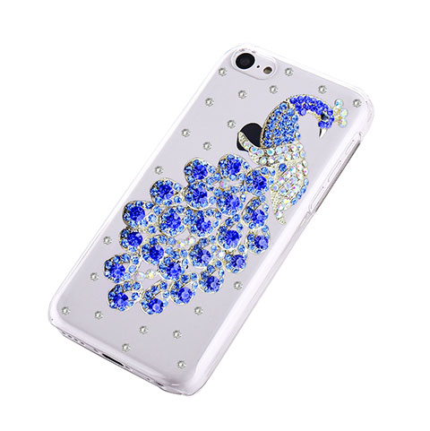 Custodia Lusso Diamante Strass Gioielli Pavone per Apple iPhone 5C Blu