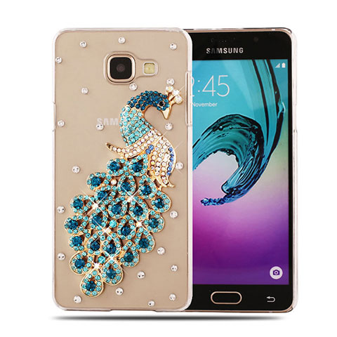 Custodia Lusso Diamante Strass Gioielli Pavone per Samsung Galaxy A5 (2016) SM-A510F Cielo Blu