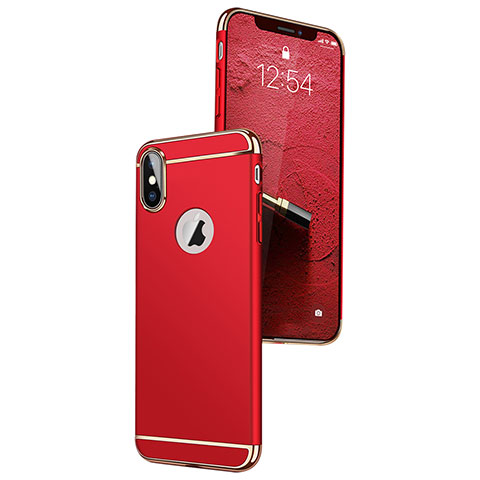 Custodia Lusso Metallo Laterale e Plastica C01 per Apple iPhone X Rosso