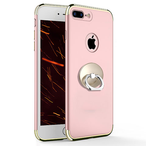 Custodia Lusso Metallo Laterale e Plastica con Anello Supporto A04 per Apple iPhone 8 Plus Rosa