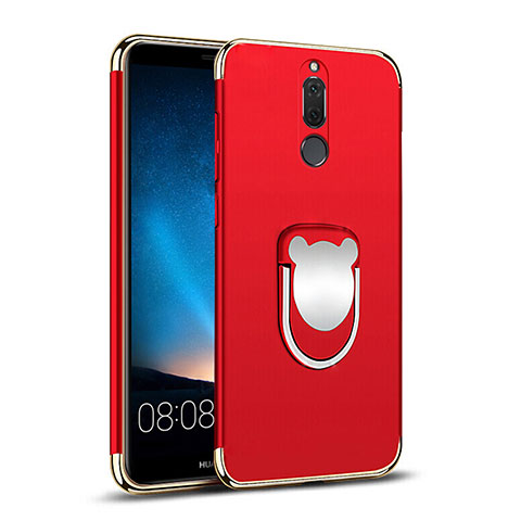 Custodia Lusso Metallo Laterale e Plastica con Anello Supporto per Huawei G10 Rosso