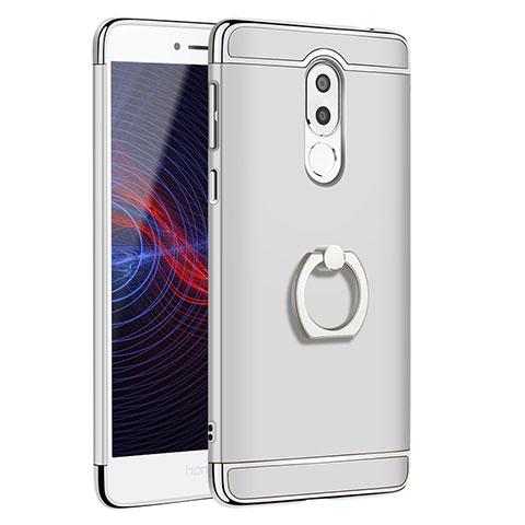 Custodia Lusso Metallo Laterale e Plastica con Anello Supporto per Huawei GR5 (2017) Argento