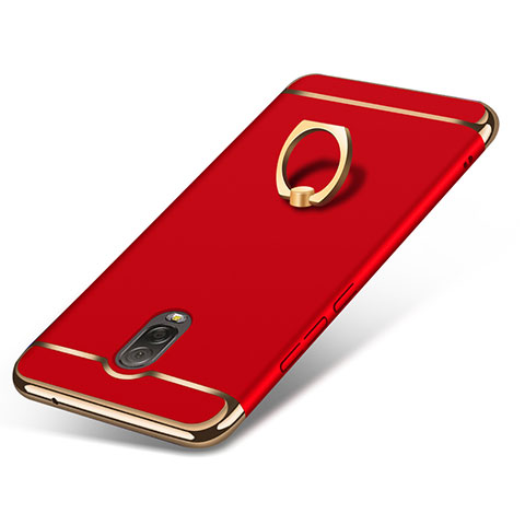 Custodia Lusso Metallo Laterale e Plastica con Anello Supporto per Samsung Galaxy C7 (2017) Rosso