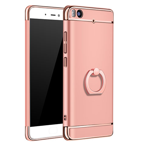 Custodia Lusso Metallo Laterale e Plastica con Anello Supporto per Xiaomi Mi 5S Oro Rosa