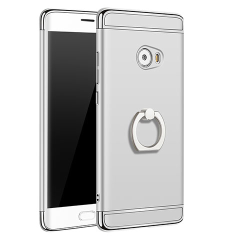 Custodia Lusso Metallo Laterale e Plastica con Anello Supporto per Xiaomi Mi Note 2 Special Edition Argento