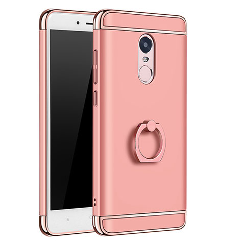 Custodia Lusso Metallo Laterale e Plastica con Anello Supporto per Xiaomi Redmi Note 4 Standard Edition Oro Rosa