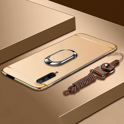 Custodia Lusso Metallo Laterale e Plastica Cover con Anello Supporto A01 per Huawei Honor 9X Pro Oro