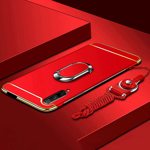 Custodia Lusso Metallo Laterale e Plastica Cover con Anello Supporto A01 per Huawei Honor 9X Pro Rosso