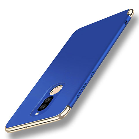 Custodia Lusso Metallo Laterale e Plastica Cover con Anello Supporto A01 per Huawei Mate 10 Lite Blu