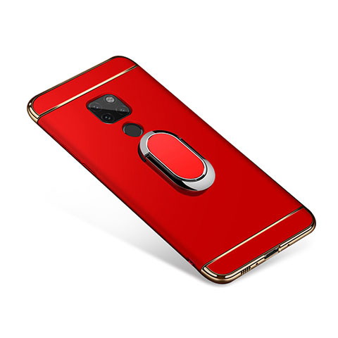 Custodia Lusso Metallo Laterale e Plastica Cover con Anello Supporto A01 per Huawei Mate 20 Rosso