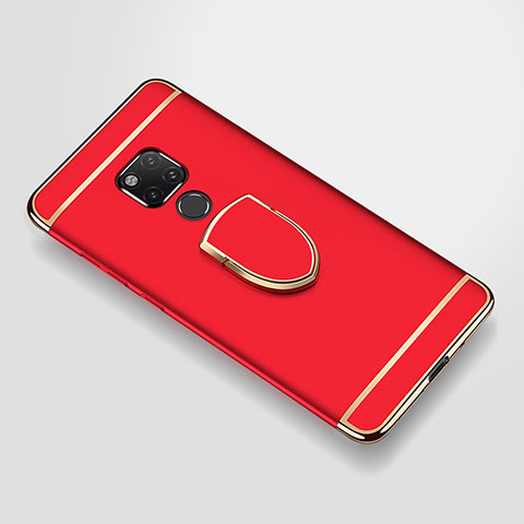 Custodia Lusso Metallo Laterale e Plastica Cover con Anello Supporto A01 per Huawei Mate 20 X 5G Rosso