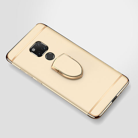 Custodia Lusso Metallo Laterale e Plastica Cover con Anello Supporto A01 per Huawei Mate 20 X Oro