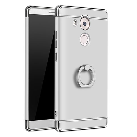 Custodia Lusso Metallo Laterale e Plastica Cover con Anello Supporto A01 per Huawei Mate 8 Argento