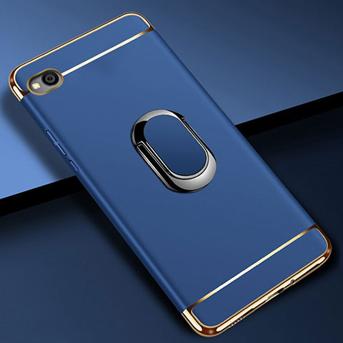 Custodia Lusso Metallo Laterale e Plastica Cover con Anello Supporto A01 per Xiaomi Redmi Go Blu