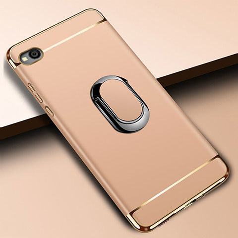 Custodia Lusso Metallo Laterale e Plastica Cover con Anello Supporto A01 per Xiaomi Redmi Go Oro