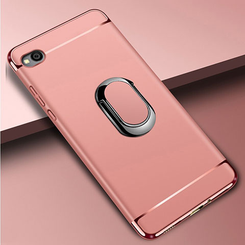 Custodia Lusso Metallo Laterale e Plastica Cover con Anello Supporto A01 per Xiaomi Redmi Go Oro Rosa
