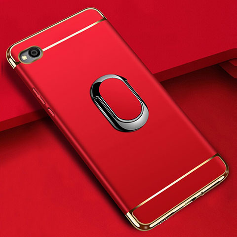 Custodia Lusso Metallo Laterale e Plastica Cover con Anello Supporto A01 per Xiaomi Redmi Go Rosso