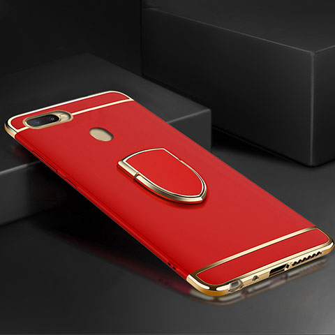 Custodia Lusso Metallo Laterale e Plastica Cover con Anello Supporto A02 per Oppo AX7 Rosso