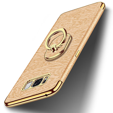 Custodia Lusso Metallo Laterale e Plastica Cover con Anello Supporto A02 per Samsung Galaxy S8 Plus Oro