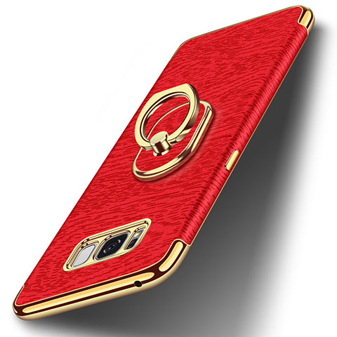 Custodia Lusso Metallo Laterale e Plastica Cover con Anello Supporto A02 per Samsung Galaxy S8 Plus Rosso