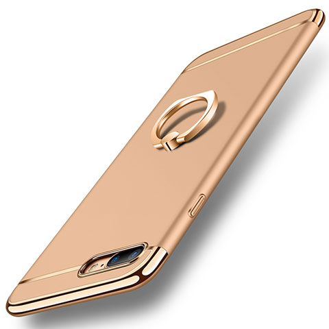 Custodia Lusso Metallo Laterale e Plastica Cover con Anello Supporto A06 per Apple iPhone 8 Plus Oro