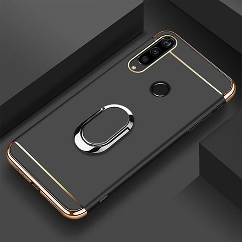 Custodia Lusso Metallo Laterale e Plastica Cover con Anello Supporto T01 per Huawei P Smart+ Plus (2019) Nero