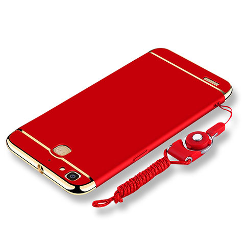 Custodia Lusso Metallo Laterale e Plastica Cover con Cordoncino per Huawei G8 Mini Rosso