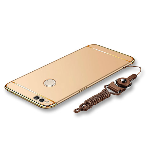 Custodia Lusso Metallo Laterale e Plastica Cover con Cordoncino per Huawei Honor 7X Oro