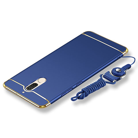 Custodia Lusso Metallo Laterale e Plastica Cover con Cordoncino per Huawei Mate 10 Lite Blu