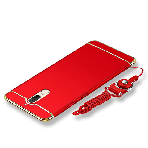 Custodia Lusso Metallo Laterale e Plastica Cover con Cordoncino per Huawei Mate 10 Lite Rosso