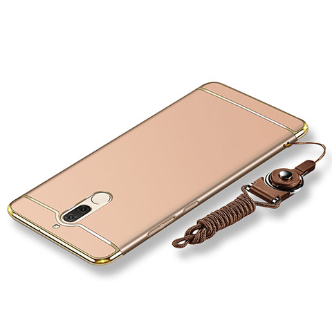 Custodia Lusso Metallo Laterale e Plastica Cover con Cordoncino per Huawei Nova 2i Oro