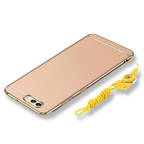 Custodia Lusso Metallo Laterale e Plastica Cover con Cordoncino per Huawei Nova 2S Oro