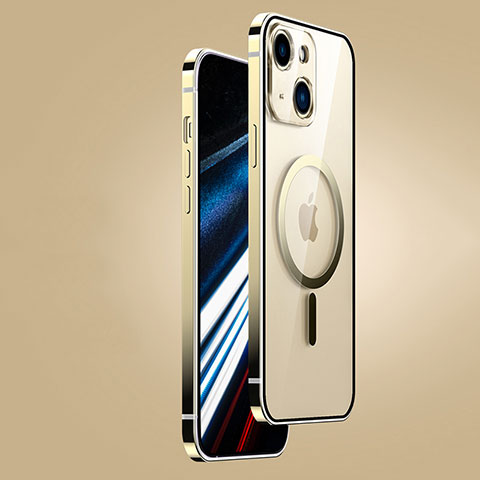 Custodia Lusso Metallo Laterale e Plastica Cover con Mag-Safe Magnetic JB1 per Apple iPhone 13 Oro