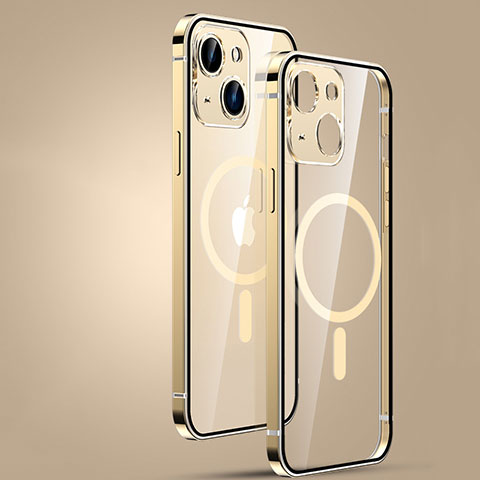 Custodia Lusso Metallo Laterale e Plastica Cover con Mag-Safe Magnetic JL3 per Apple iPhone 14 Oro