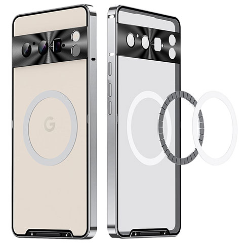 Custodia Lusso Metallo Laterale e Plastica Cover con Mag-Safe Magnetic LK2 per Google Pixel 8 Pro 5G Argento