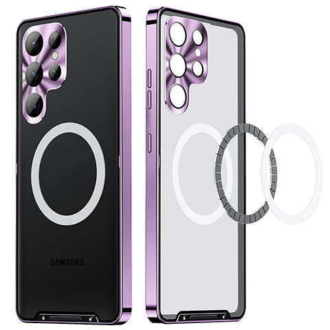 Custodia Lusso Metallo Laterale e Plastica Cover con Mag-Safe Magnetic LK2 per Samsung Galaxy S23 Ultra 5G Viola